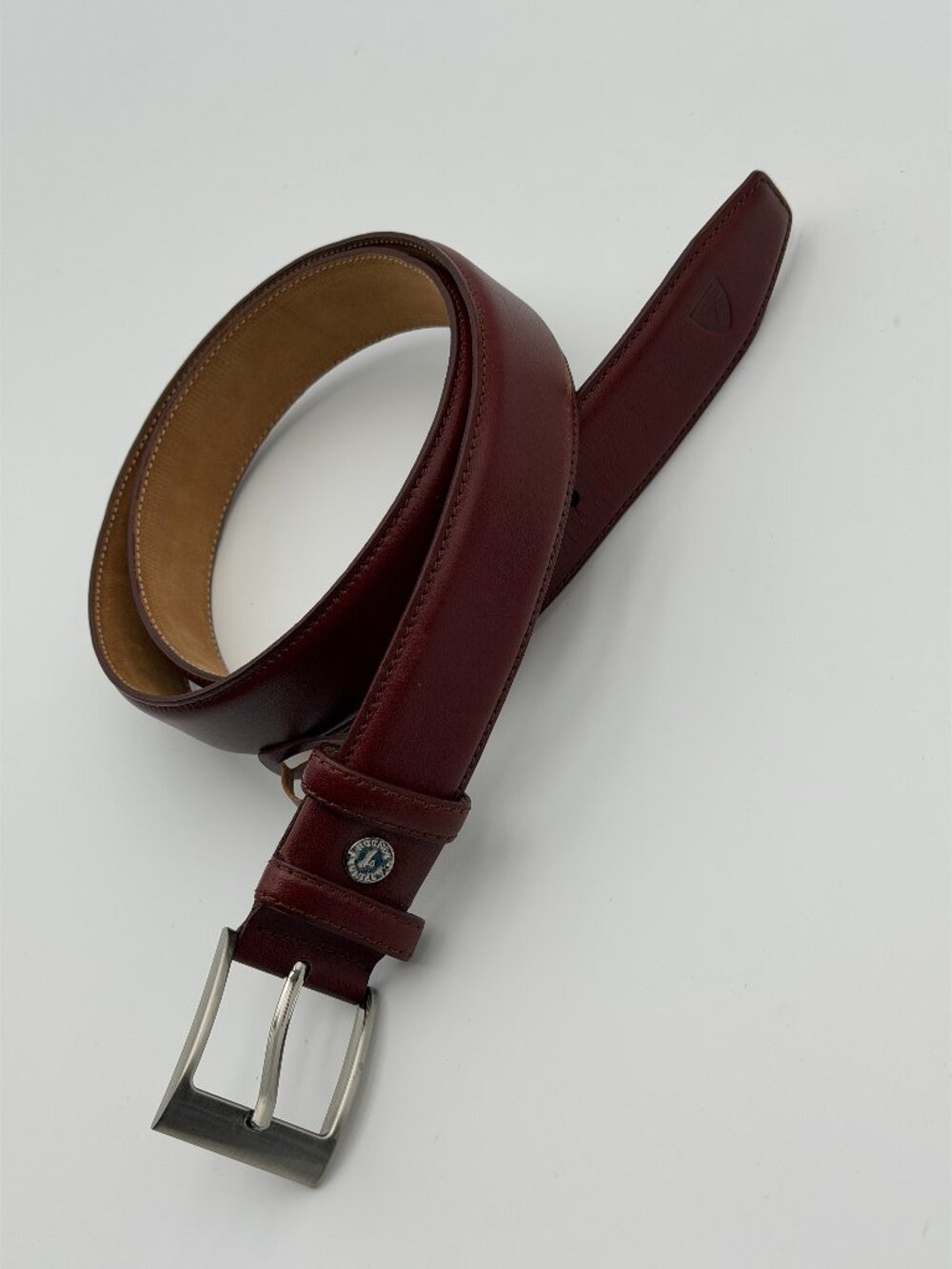 Brighton Burgundy Leather Silver Buckle Belt